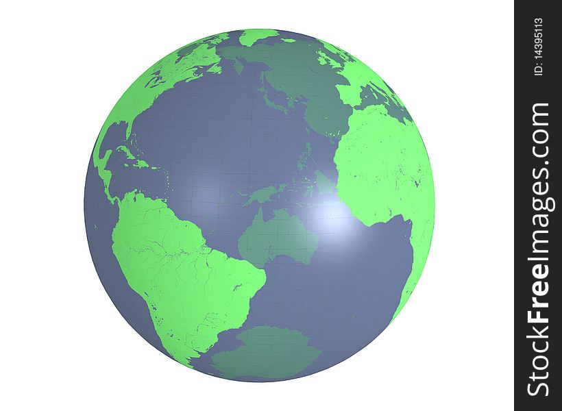Rendering of transparent Earth globe.