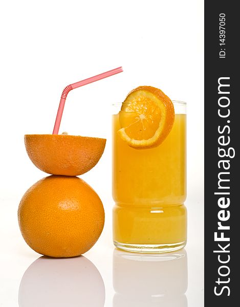 Freshly squeezed juice and oranges. Freshly squeezed juice and oranges