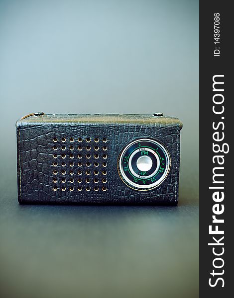 Vintage Radio On Gray Grunge Background