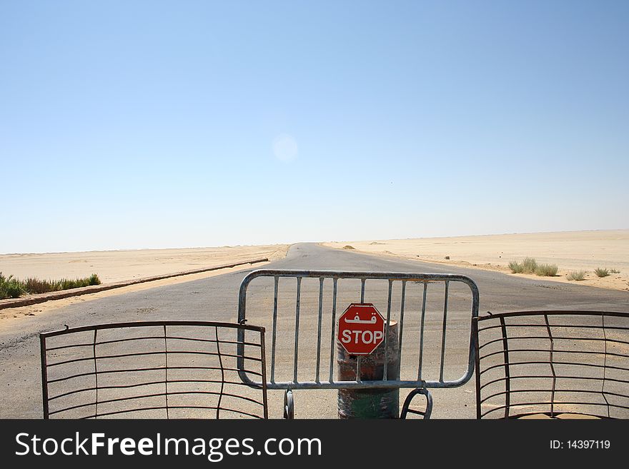 Closed Road In Desert