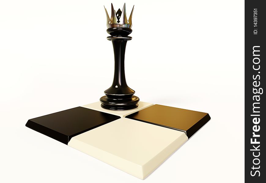 Figure king in gold crown on chess board. Figure king in gold crown on chess board