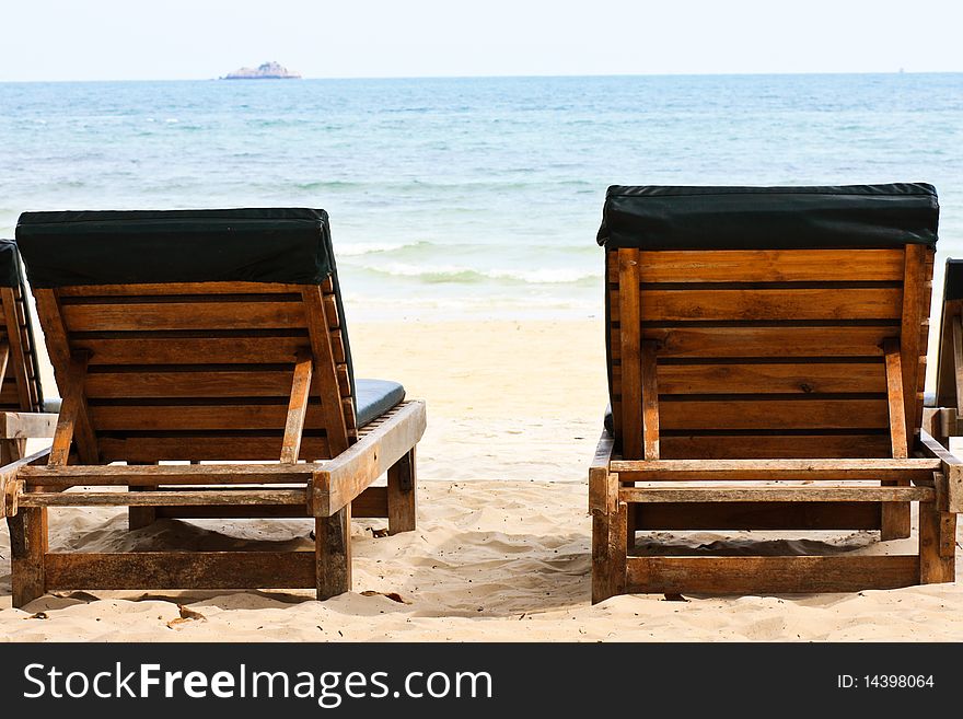 Beach bed in the front of Bungalow on Vong Dueng bay, Samed island of Thailand. Beach bed in the front of Bungalow on Vong Dueng bay, Samed island of Thailand