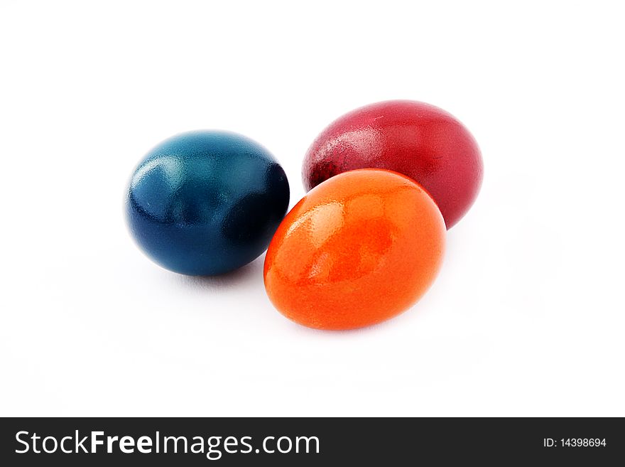 Bunch of colorful easter eggs on a white background