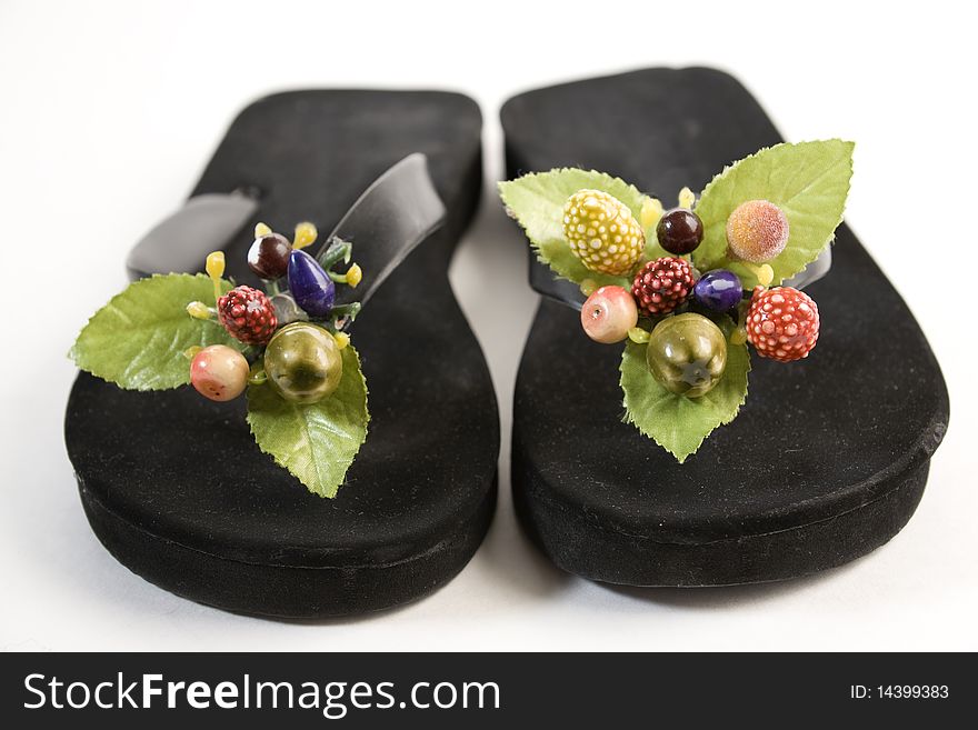 Beach slipper with flowers