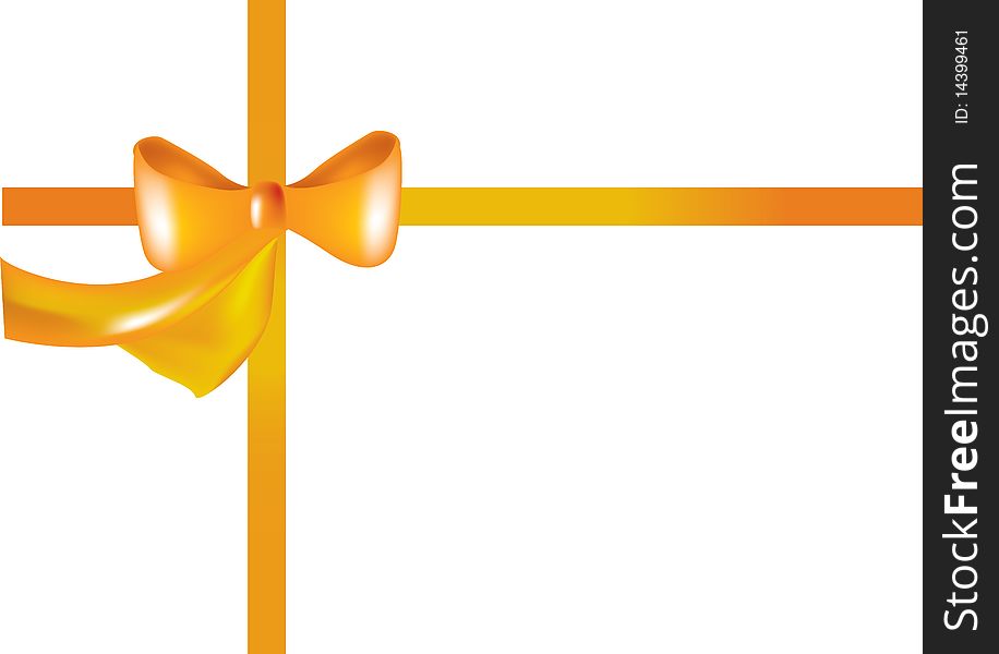 Yellow ribbon with a bow on a white background. Yellow ribbon with a bow on a white background