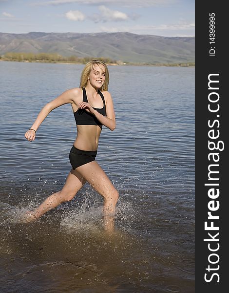 Enjoying running in water
