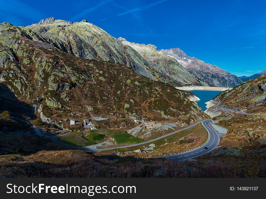 Totensee at the summit of the Grimsel Pass in the alps