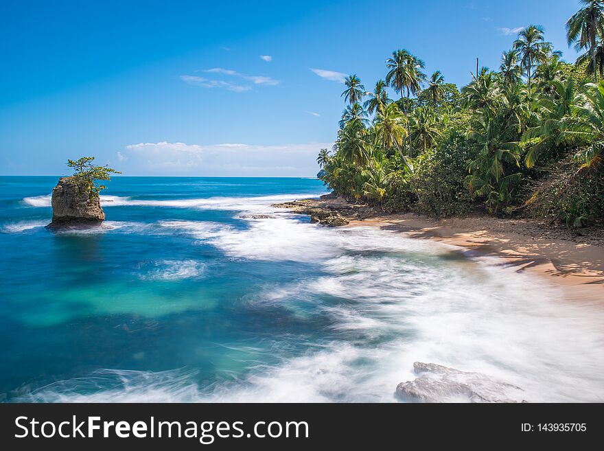 Wild Caribbean Beach Of Manzanillo At Puerto Viejo, Costa Rica