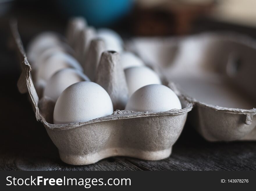 Natural chicken eggs in a cardboard box. To prepare Breakfast. Natural chicken eggs in a cardboard box. To prepare Breakfast.