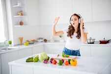 Portrait Of Her She Nice Attractive Charming Lovely Cheerful Positive Mood Wavy-haired Girl Making House Work Organic Stock Image