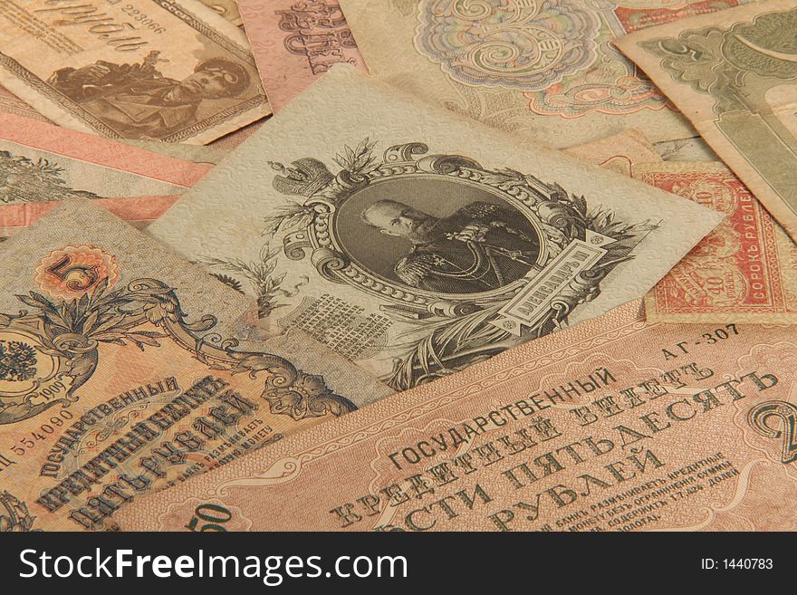 Old russian money on the table. Old russian money on the table