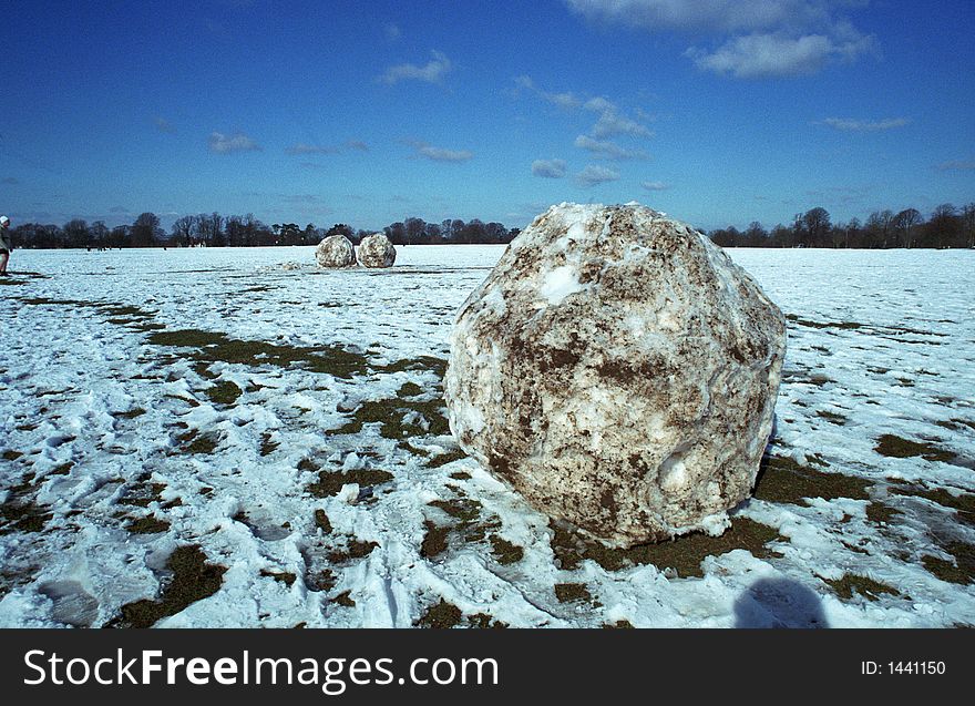 Three giant snowballs found in a park