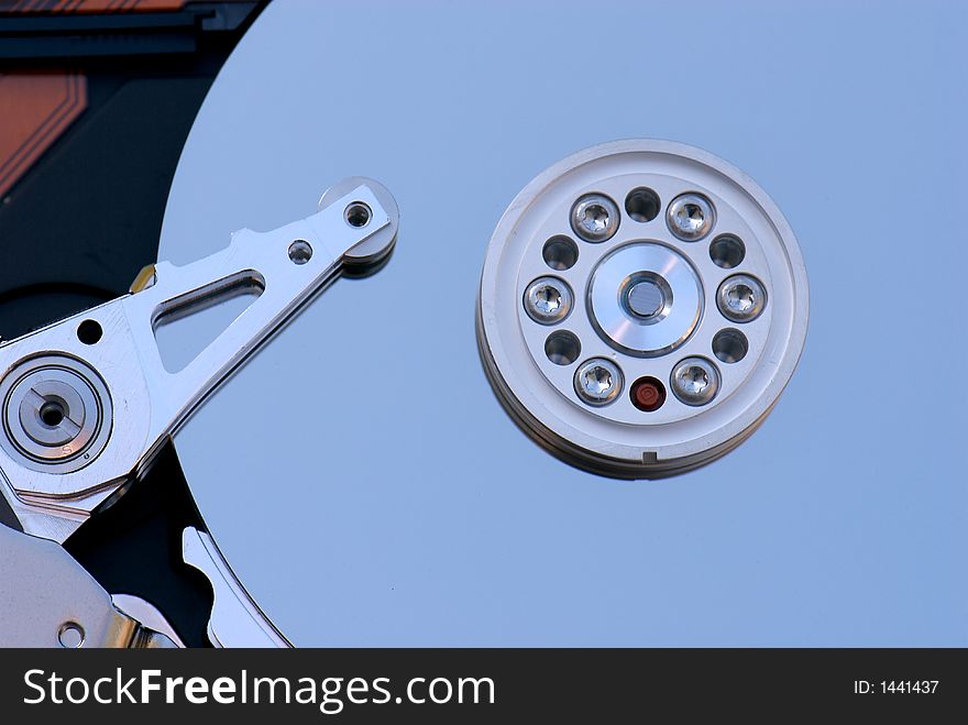 Macro shot of hard disk drive. Macro shot of hard disk drive