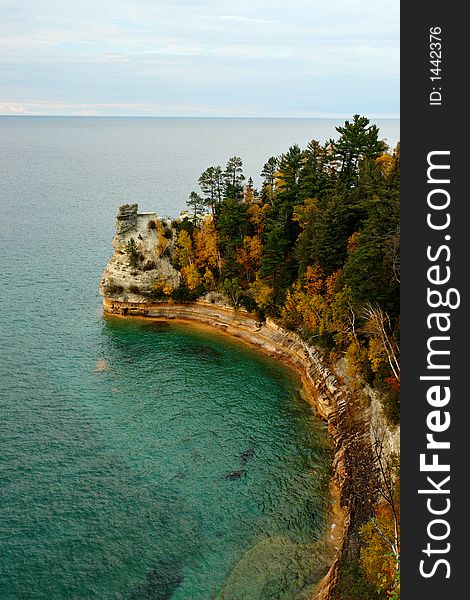 Miners castle in fall at sunset