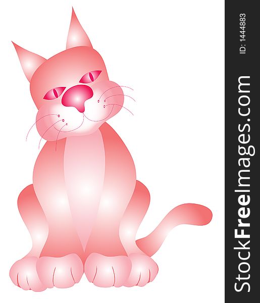Pink kitty cat over a white background.