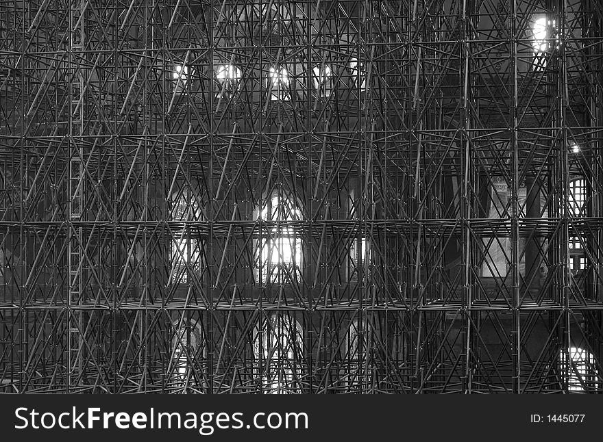 Scaffolding at the Haghia Sophia, Image in Black and White