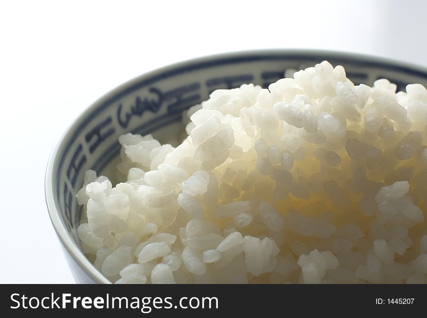 Bowl of white rice close up