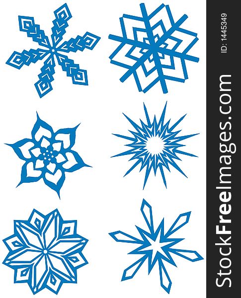 Six snowflakes cutted out of the paper style. Six snowflakes cutted out of the paper style