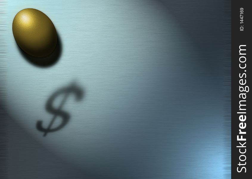 A golden egg and Dollar symbol shadow. A golden egg and Dollar symbol shadow