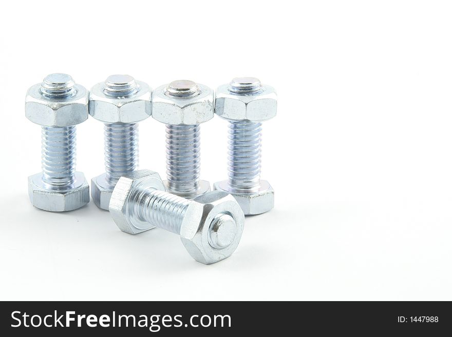 Nuts and Bolts on a white background