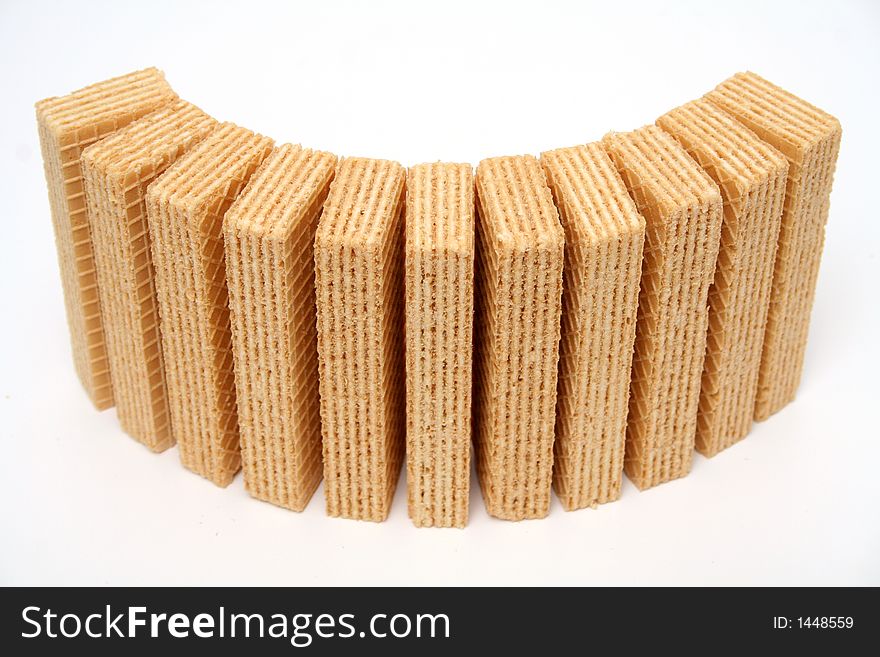 Wafers With A Vanilla Cream Standing A Semicircle Wide