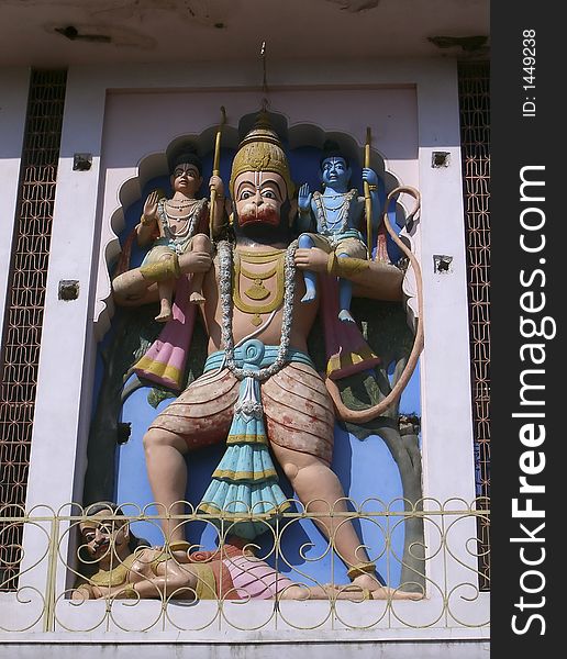 A statue of Hanuman the indian monkey god. A statue of Hanuman the indian monkey god