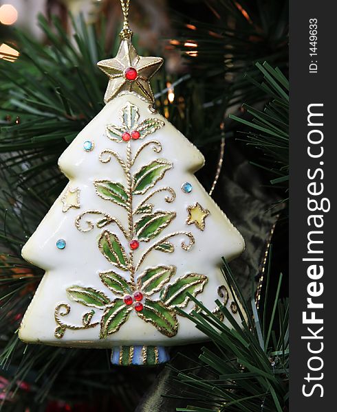Christmas tree decoration on a tree. Christmas tree decoration on a tree