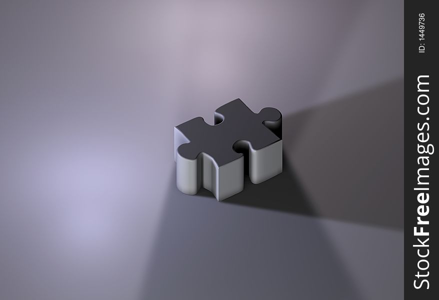 Puzzle piece on semi transparent surface and puple lighting