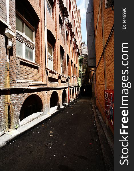 Mysterious and narrow hallway in Chinatown, brisbane, australia. Mysterious and narrow hallway in Chinatown, brisbane, australia