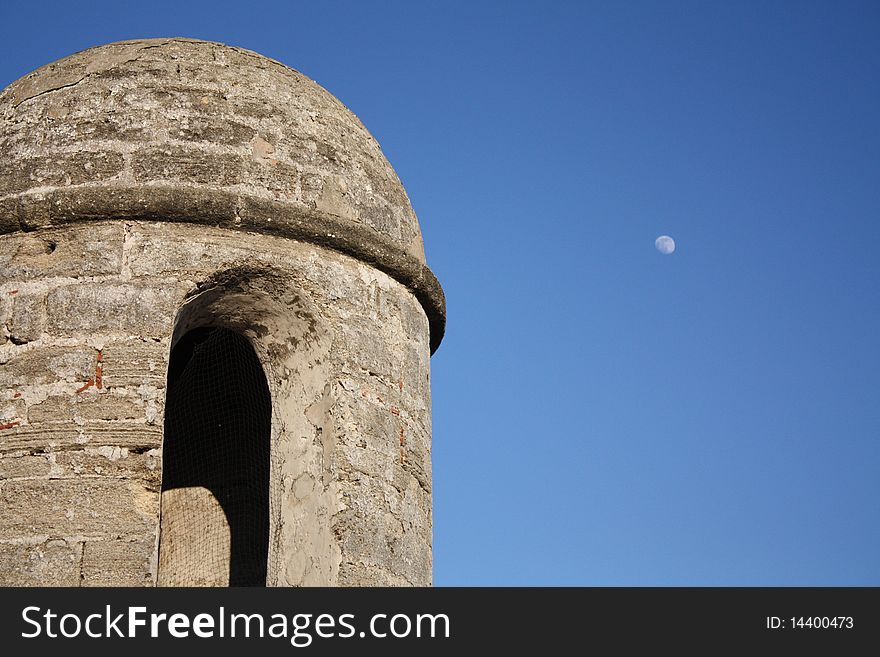 Fort Tower with Moon, St. Augustine, FL