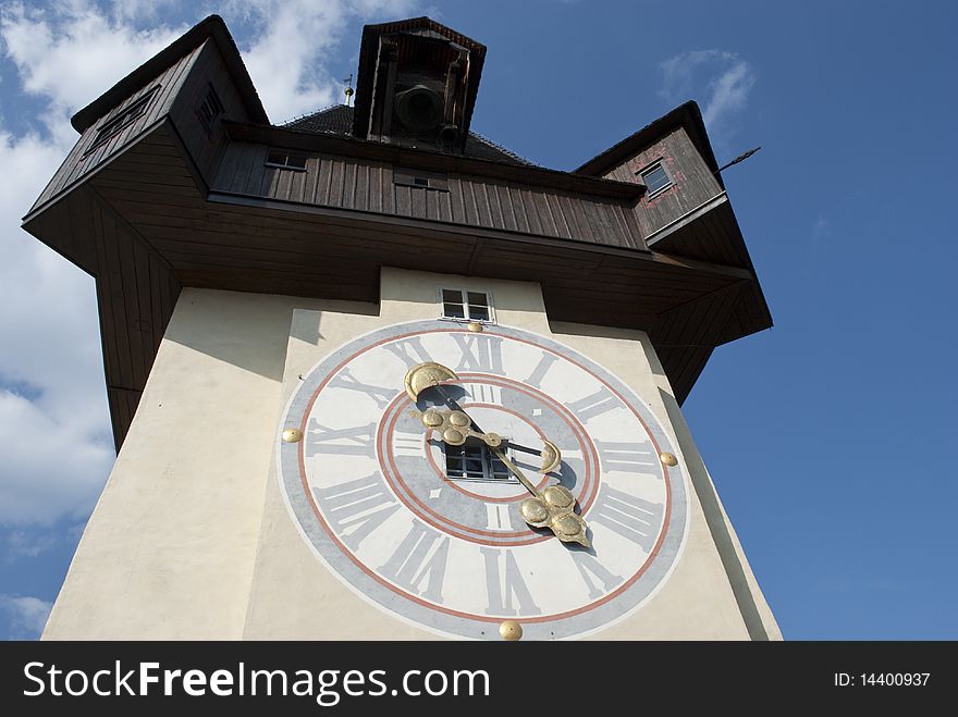 Clock Tower on the mountain Schlossberg, Austria, Graz. Clock Tower on the mountain Schlossberg, Austria, Graz