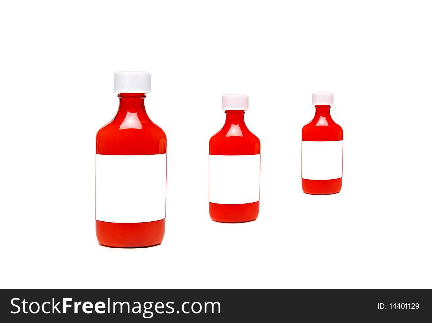 Prescription bottles on white background