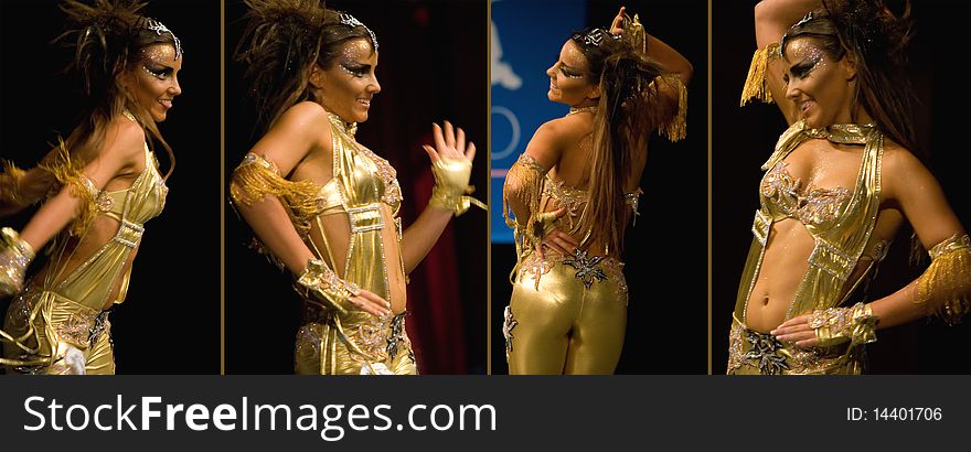 4 frames of a beautiful girl, dance player enjoying her role. 4 frames of a beautiful girl, dance player enjoying her role.
