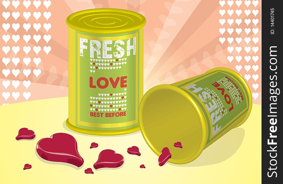 Fresh love on tin can with Best before field open for your note. Fresh love on tin can with Best before field open for your note