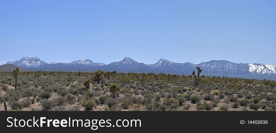 Panoramic photo of Spring Mountains range in southern Nevada. Panoramic photo of Spring Mountains range in southern Nevada