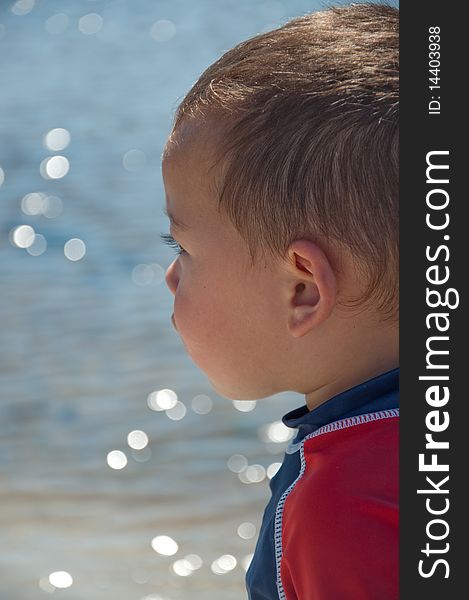 A photo of my son playing at the beach.  This was taken just outside the Altona Yacht Club, in Melbourne, Australia