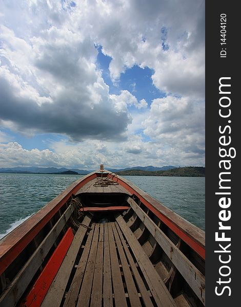 Boat in ocean with nimbus