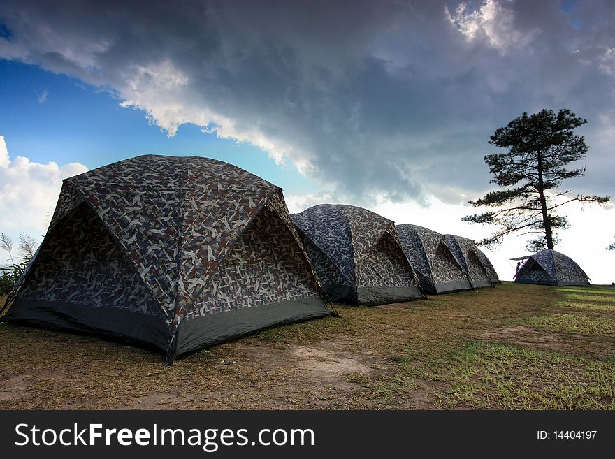 The camping on peak mountain. The camping on peak mountain