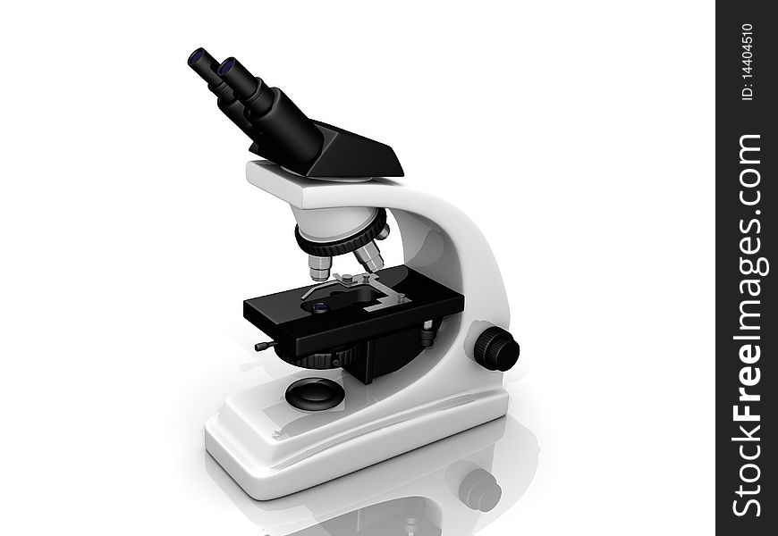 Digital illustration of Microscope in 3d on white background