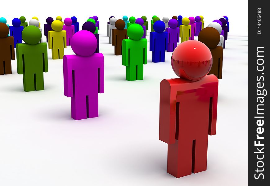 3d rendered image of colorful people