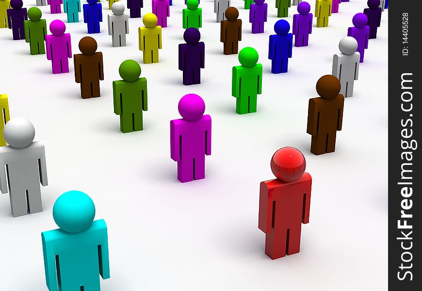 3d rendered image of colorful people
