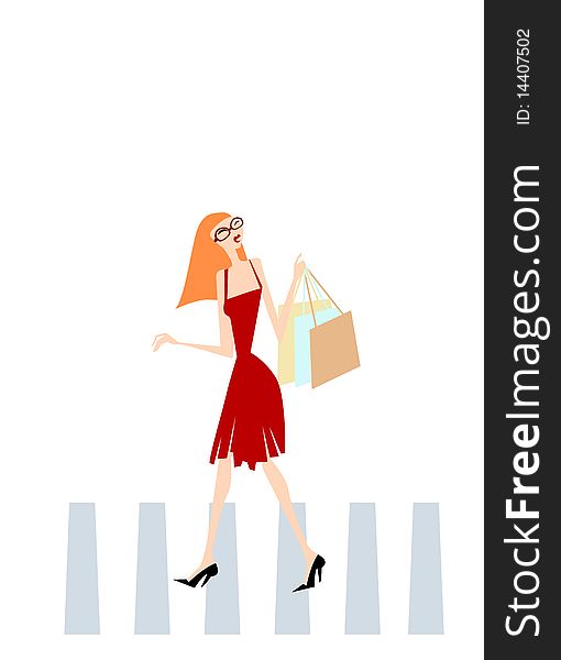 Fashion shopping woman-illustration art