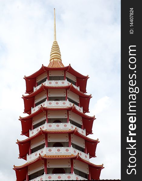 Seven level pagoda with cloudly sky. Seven level pagoda with cloudly sky