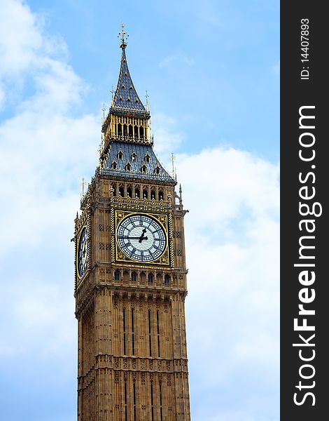 View of the Big Ben tower in London