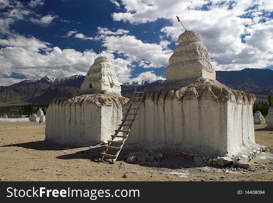 Buddhist chortens (stupa) in Shey in Ladakh, north India. Buddhist chortens (stupa) in Shey in Ladakh, north India.