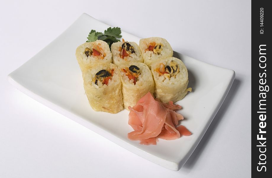 Photo of rolled and sushi