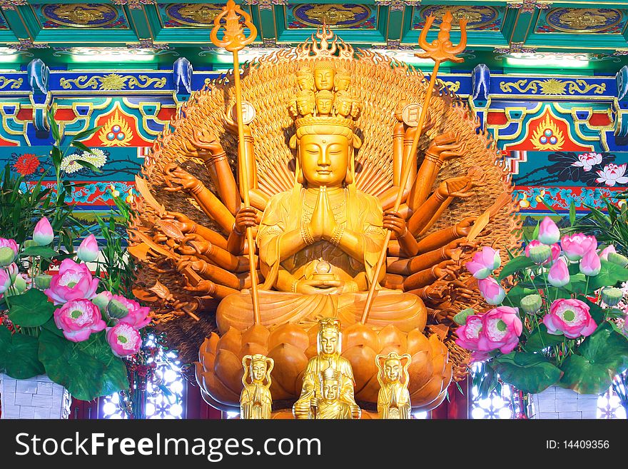 China Buddha image in the Chinese temple. China Buddha image in the Chinese temple