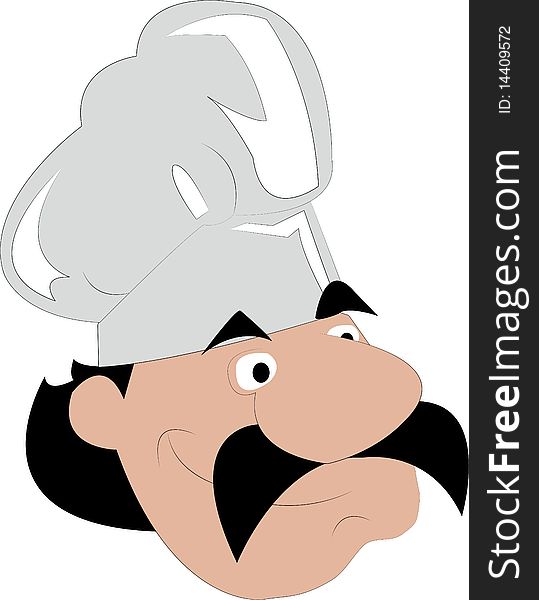 Vector illustration of a chef cook with grey hat.