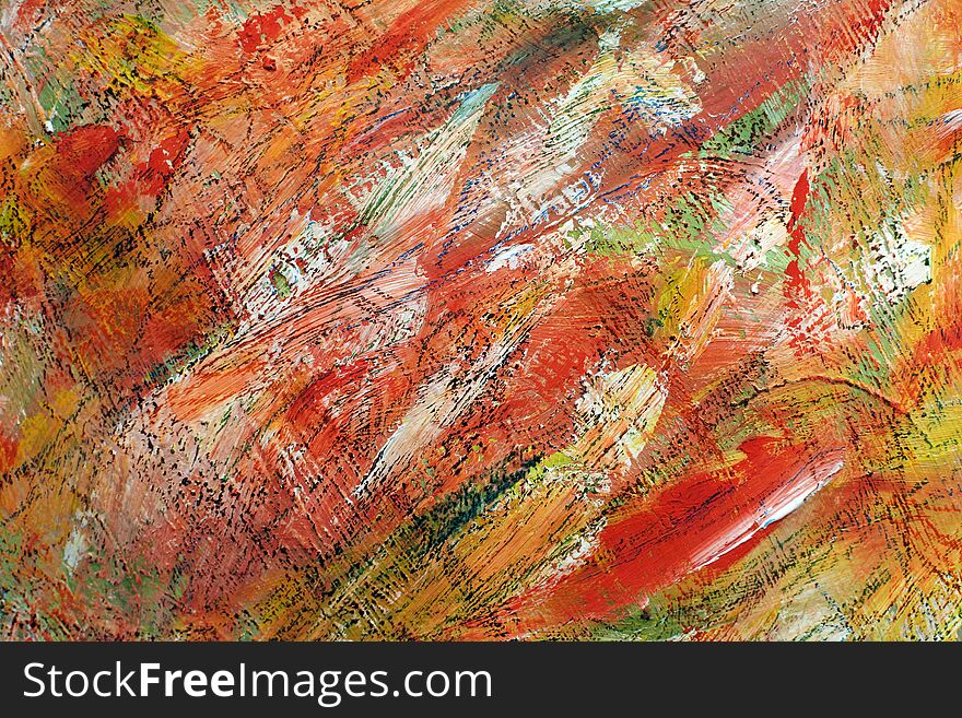 Colorful bright background. the strokes of paint. orange spots on canvas