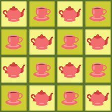 Background With Teapots And Cups Royalty Free Stock Image